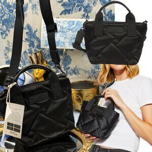 🆕 KURT GEIGER LONDON 🧿 NWT XS Quilted Nylon Shopper Bag, Black Drench